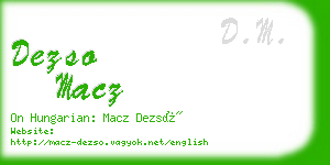 dezso macz business card